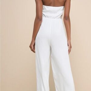 Lulu's Chic White Strapless Jumpsuit